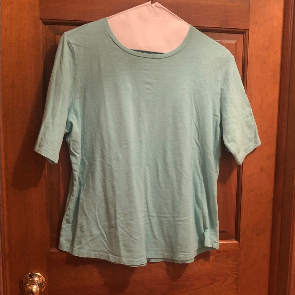 Eileen Fisher Light Aqua Crew Neck Short Sleeve Tee